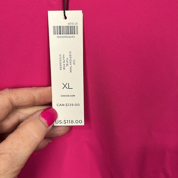 Chico’s Black Label Every Day Tank XL Haute Pink Sleeveless Pullover Vneck NWT - Picture 4 of 11